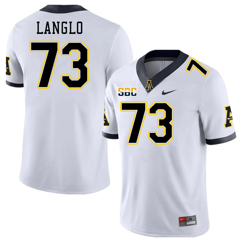 Men #73 Garner Langlo Appalachian State Mountaineers College Football Jerseys Stitched-White